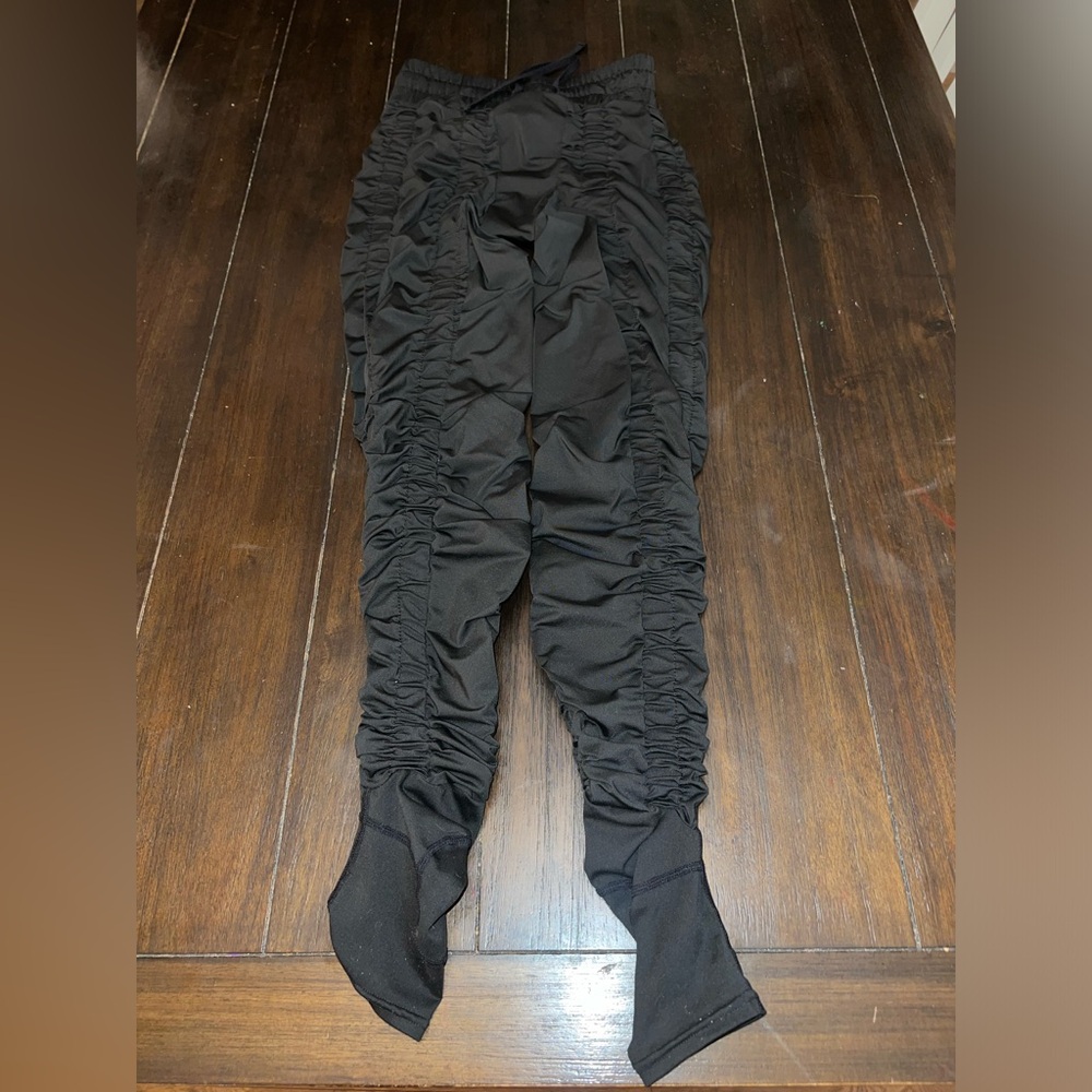 AGOGIE Black Ruched High Rise Wearable Drawstring Waist Compression +20 Leggings